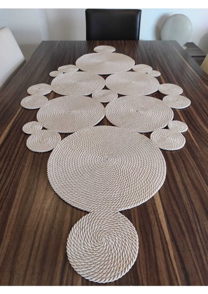Açık Vizon Çok Amaçlı Masa /Salon/ Mutfak Örtüsü/Runner/Dikilerek Yapılmıştır (100 x 45) cm