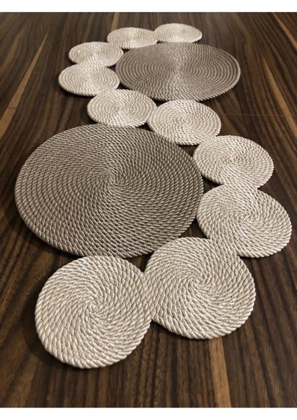 Açık-Koyu Vizon Runner / Masa / Konsol/Sehpa Örtüsü 75*34 cm