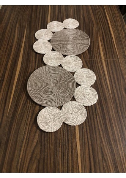Açık-Koyu Vizon Runner / Masa / Konsol/Sehpa Örtüsü 75*34 cm