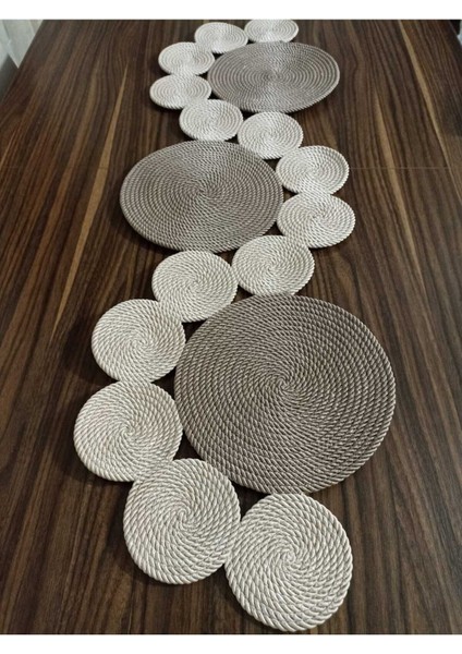 Açık-Koyu Vizon Runner / Masa / Konsol/Sehpa Örtüsü 105/34 cm