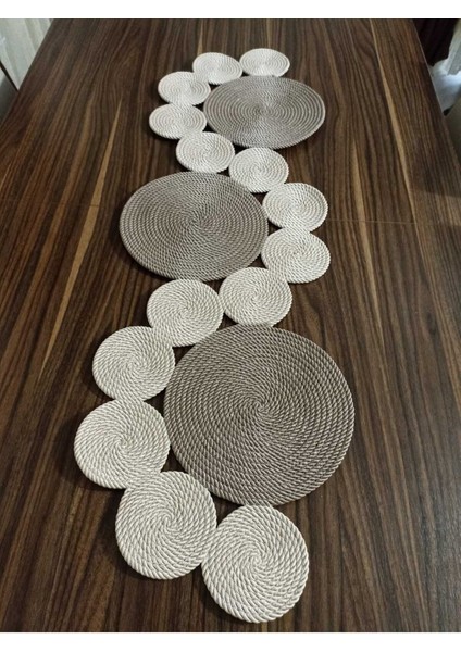 Açık-Koyu Vizon Runner / Masa / Konsol/Sehpa Örtüsü 105/34 cm