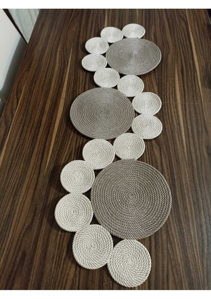 Açık-Koyu Vizon Runner / Masa / Konsol/Sehpa Örtüsü 105/34 cm