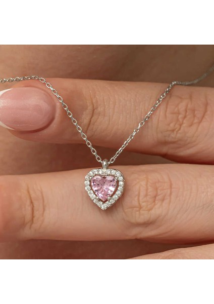 Gümüş Pembe Kalp Kadın Kolye fiyatları