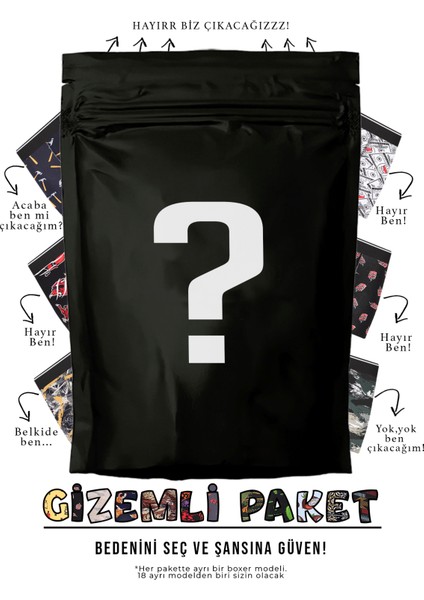 Erkek 10 Adet Rastgele Sürpriz Desenli Boxer - Özel Gizemli Paketinde Sürpriz Boxer fırsatları