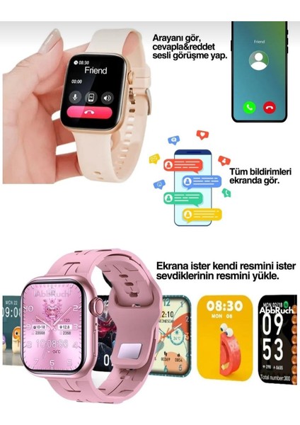 Kadın Akıllı Saat Watch 9 Mini Premium Bilezik Hediyeli Ios Android Uyumlu Türkçe/çağrı/bildirim