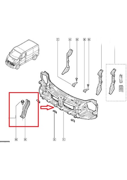 Renault Trafic 2 04/14 Ön Panel Orta Parça (Destek Sacı) (Eagle Body) fırsatları