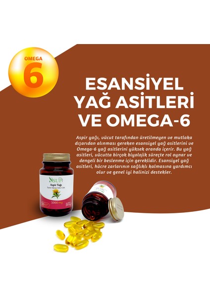 Aspir Yağı Kapsülleri Doğal Enerji, Desteği ve Sağlıklı Yaşam – 1000 Mg 30 Adet Kapsül