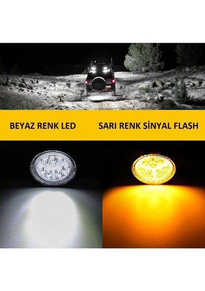 Oto Çizgi Off Road  LED Çalışma Lambası Drl Sarı Renk Sinyal  Çakarlı Flash Arazi Aracı  Tır Kamyon Tekne Sis Farı