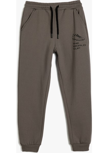 Jogger Eşofman Altı Slogan Baskılı Cepli Beli Bağlamalı