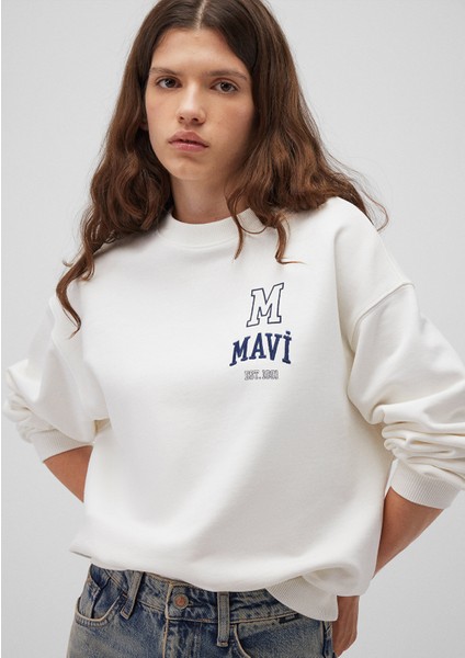 Logo Baskılı Beyaz Sweatshirt 1S10148-70069