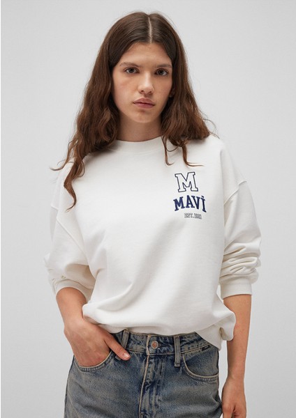 Logo Baskılı Beyaz Sweatshirt 1S10148-70069