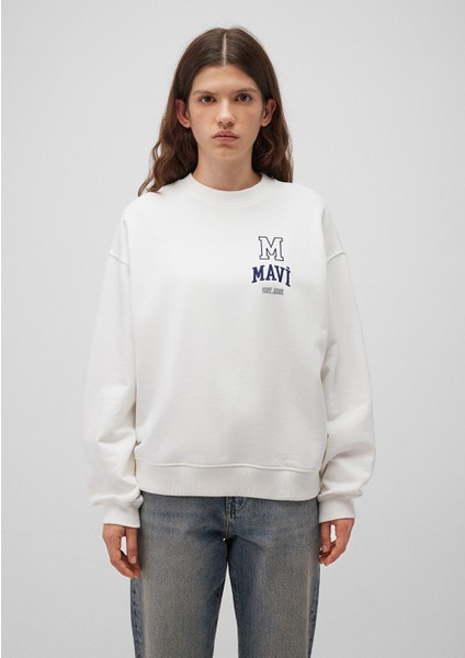 Logo Baskılı Beyaz Sweatshirt 1S10148-70069