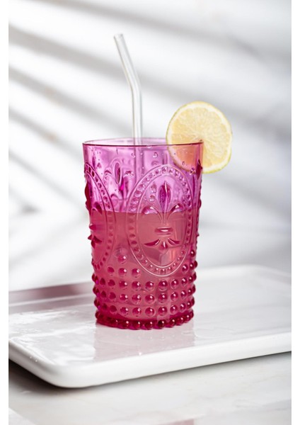 Akrilik Pembe Tekli Kısa Bardak & Su Meşrubat Kahve Yanı Bardağı 400 ml ( Cam Değildir )