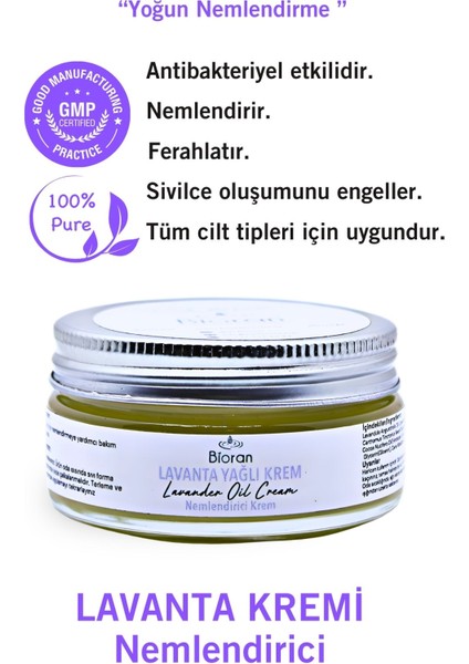 Lavanta Yağlı Yoğun Bakım Kremi 40 Ml.%100 Doğal Nemlendirici