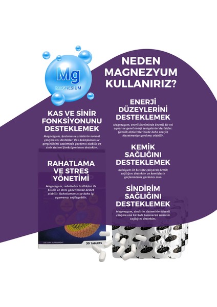 Mag Magnezyum Malat + Sitrat + Taurat + Bisglisinat 30 Tablet