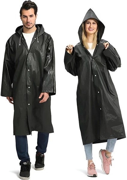 3 Adet 1.kalite Siyah Yağmurluk Şapkalı Çıtçıtlı Yağmurluk Outdoor Yağmurluk Vıp Unısex Raın Coat