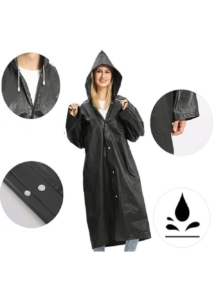3 Adet 1.kalite Siyah Yağmurluk Şapkalı Çıtçıtlı Yağmurluk Outdoor Yağmurluk Vıp Unısex Raın Coat modelleri