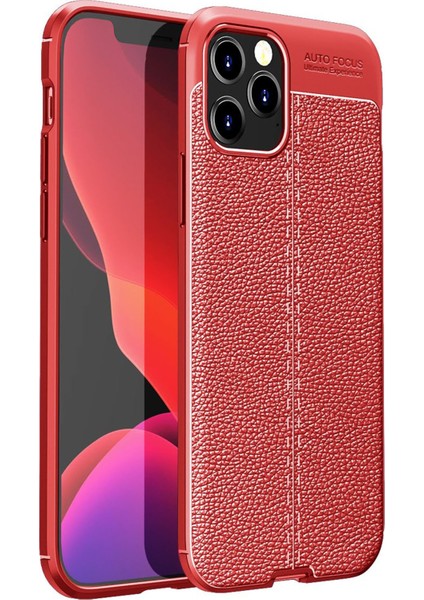 Iphone 12 Kılıf Focus Derili Silikon - Kırmızı 13