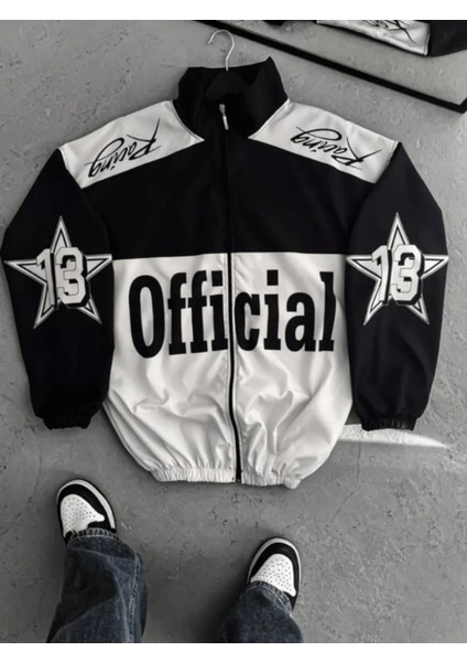 Unisex Beyaz Official Dijital Baskılı Su ve Rüzgar Geçirmez Yağmurluk&rüzgarlık