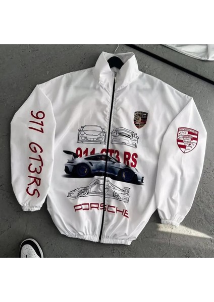 Unisex Paraşüt Kumaş Baskılı Oversize Rüzgarlık