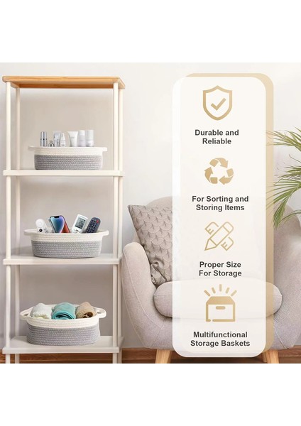 Beş Set Pamuklu Halat Saklama Sepeti Ev Tipi Saklama Sepeti (Yurt Dışından) fırsatları