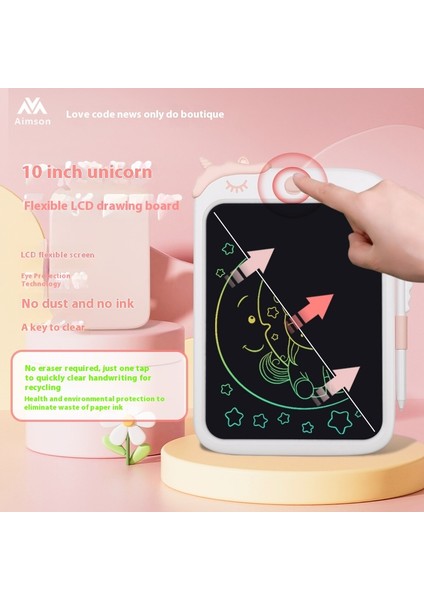 Unicorn Bebek Renkli LCD Boyama Yazma Doodle El Yazısı Küçük Çocuk Oyuncakları Kara Tahta (Yurt Dışından) fırsatları