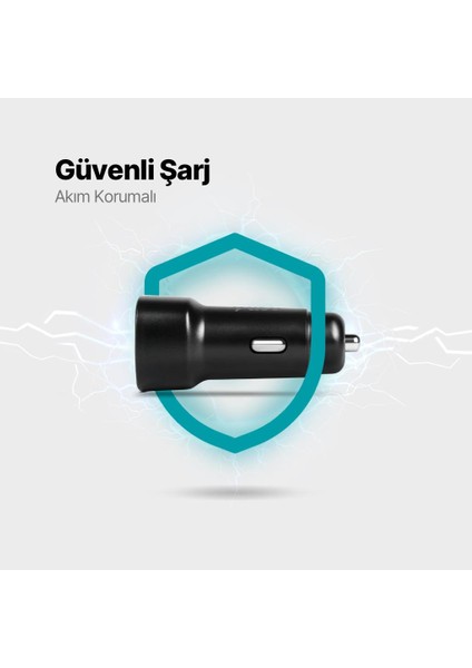 Şarj Akım Korumalı 30W Usb-C Girişli Araç Çakmaklık Şarjı Tüm Araçlarla Uyumlu Araç Şarj Başlık