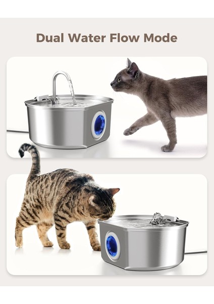 Su Seviyesi Göstergeli Sensörlü 3.2 L Paslanmaz Çelik Kedi Köpek Için Otomatik Su Pınarı Su Çeşmesi fırsatları