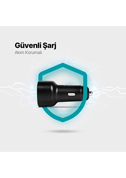 Şarj Akım Korumalı 83W Usb-C+Usb Girişli Araç Çakmaklık Şarjı Tüm Araçlarla Uyumlu Araç Şarj Başlık