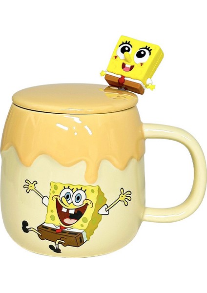 Kapaklı ve Kaşıklı Seramik Kupa Mug (Yurt Dışından)