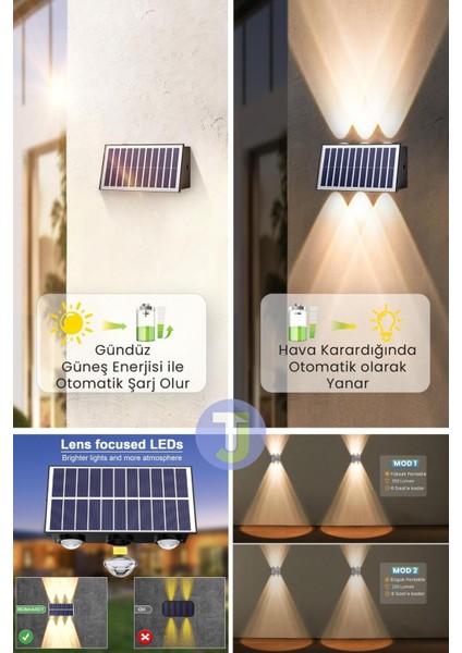 Bahçe Aydınlatması Aplik Sarı Işık LED 1 Adet 6 Ledli Güneş Enerjili solar Güneş Enerjili Lamba 1 Adet