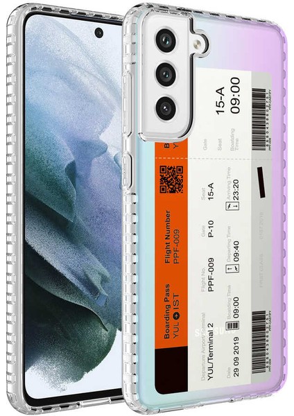 Galaxy S21 Fe Kılıf Airbag Kenarlı Renkli Desenli Silikon Zore Elegans Kapak-No1