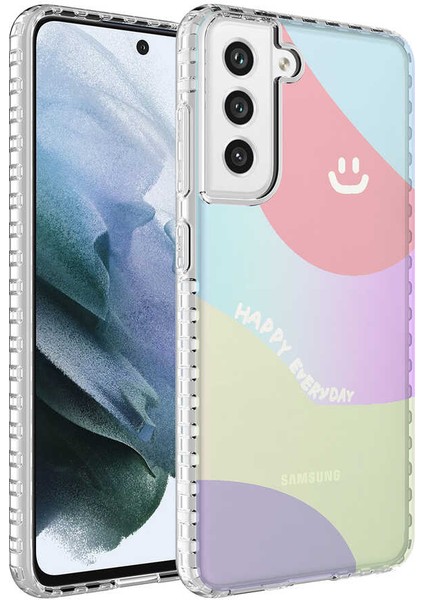 Samsung Galaxy S21 Fe Kılıf Airbag Kenarlı Renkli Desenli Silikon Elegans Kapak - No7