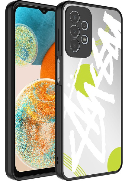 Samsung Galaxy A23 Kılıf Aynalı Desenli Kamera Korumalı Parlak Mirror Kapak - Yazı