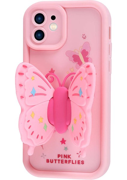 Cepte Aksesuar Apple iPhone 12 Kılıf Kamera Korumalı Figür Tasarımlı Zore Kapya Kapak-Pembe Koyu indirimleri