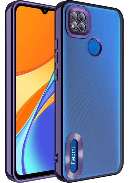Cepte Aksesuar Xiaomi Redmi 9c Kılıf Kamera Korumalı Logo Gösteren Zore Omega Kapak-Derin Mor