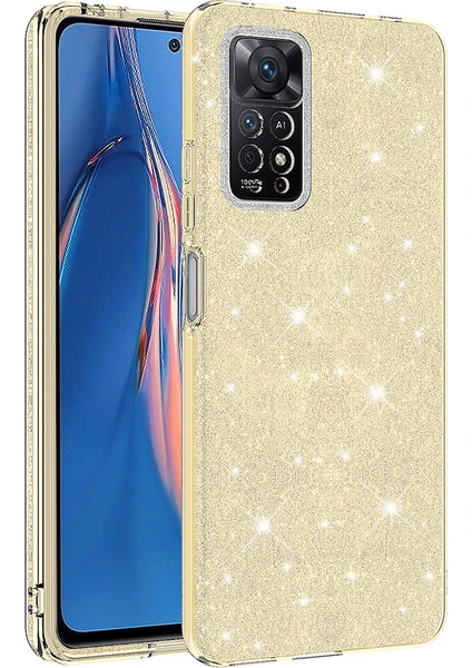 Cepte Aksesuar Xiaomi Redmi Note 12 Pro 4g Kılıf Zore Shining Silikon-Gold