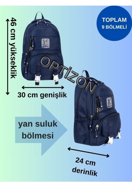 Lacivert Renk Tokalı Okul Çantası ve Ponny Suluk 2'li Kırtasiye Seti, Su Geçirmez Çanta fırsatları