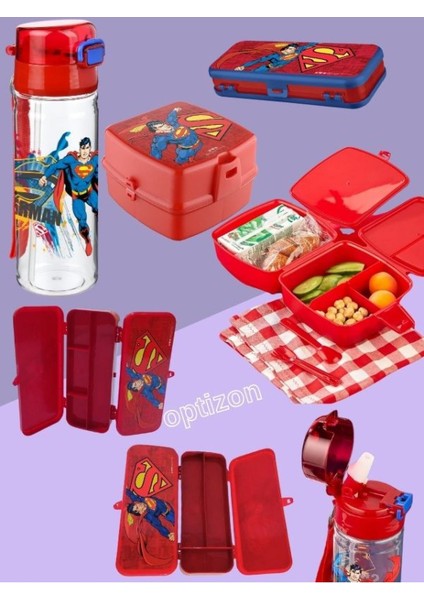 Lacivert Renk Tokalı Okul Çantası ve Süperman Suluk 4'lü Kırtasiye Seti, Su Geçirmez Çanta indirimleri