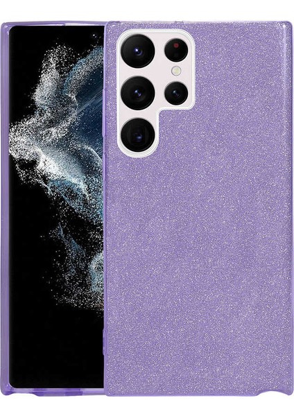 Cepte Aksesuar Galaxy S22 Ultra Kılıf Zore Shining Silikon-Mor