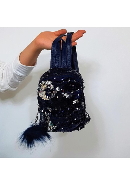 Crn Lacivert Pullu Kız Çocuk Sırt Çantası (16CMX20CMX10CM) modelleri