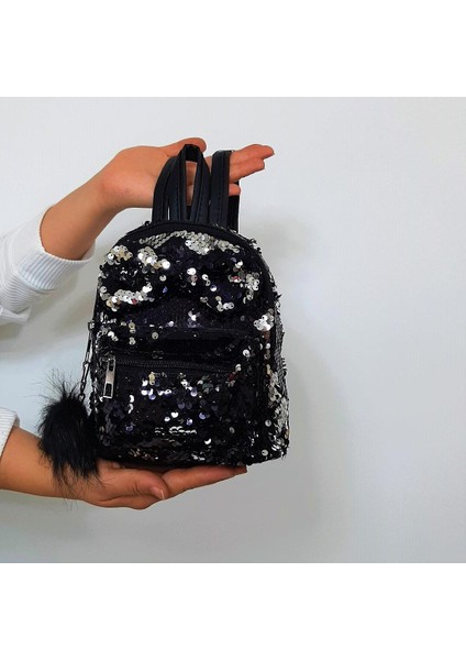 Crn Siyah Pullu Kız Çocuk Sırt Çantası (16CMX20CMX10CM) fiyatları