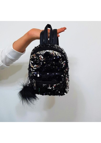 Crn Siyah Pullu Kız Çocuk Sırt Çantası (16CMX20CMX10CM) modelleri