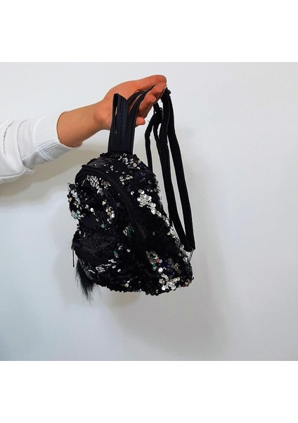 Crn Siyah Pullu Kız Çocuk Sırt Çantası (16CMX20CMX10CM) fırsatları