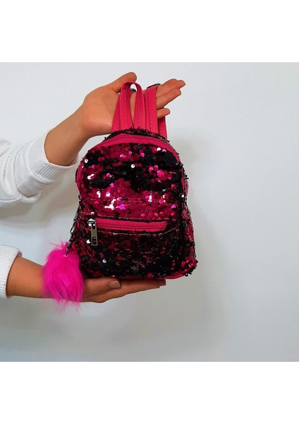 Crn Fuşya Pullu Kız Çocuk Sırt Çantası (16CMX20CMX10CM)