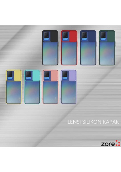 Cepte Aksesuar Oppo A54 4g Kılıf Zore Lensi Kapak-Kırmızı