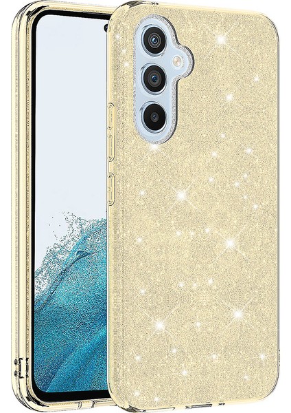 Cepte Aksesuar Galaxy A54 Kılıf Zore Shining Silikon-Gold