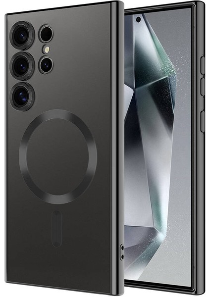 Galaxy S24 Ultra Kılıf Kamera Korumalı Magsafe Wireless Şarj Özellikli Zore Demre Kapak-Derin Mor modelleri