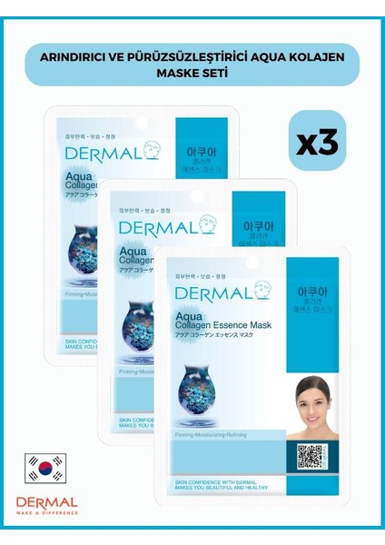 Aqua Arındırıcı ve Pürüzsüzleştirici Kolajen Maske 3 Adet