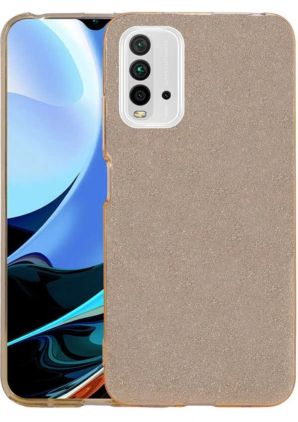 Cepte Aksesuar Xiaomi Redmi 9t Kılıf Zore Shining Silikon-Gold